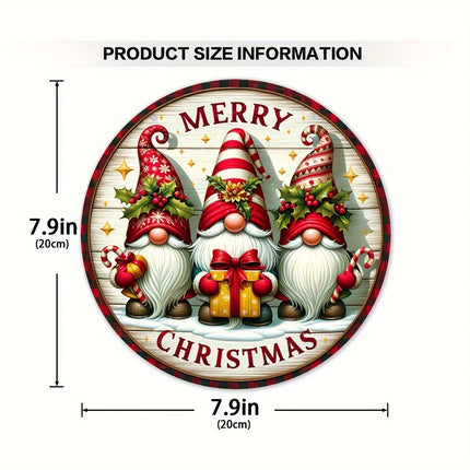 1pc Merry Christmas Dwarf Wooden Ornaments Sign 7.9in/20cm Dwarf Christmas Candy Cane Pattern Wooden Hanging Home Plaque Scene