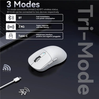 X3 PixArt PAW3395 Mouse 2.4G Bluetooth Tri-Mode Connection, 26000dpi, 650IPS, 49g Lightweight Macro Gaming Mouse