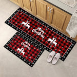 Plaid Christmas Tree Floor Mat Home Kitchen Absorbent Non-slip Mat Merry Christmas Decoration For Home 2024 Happy New Year 2025