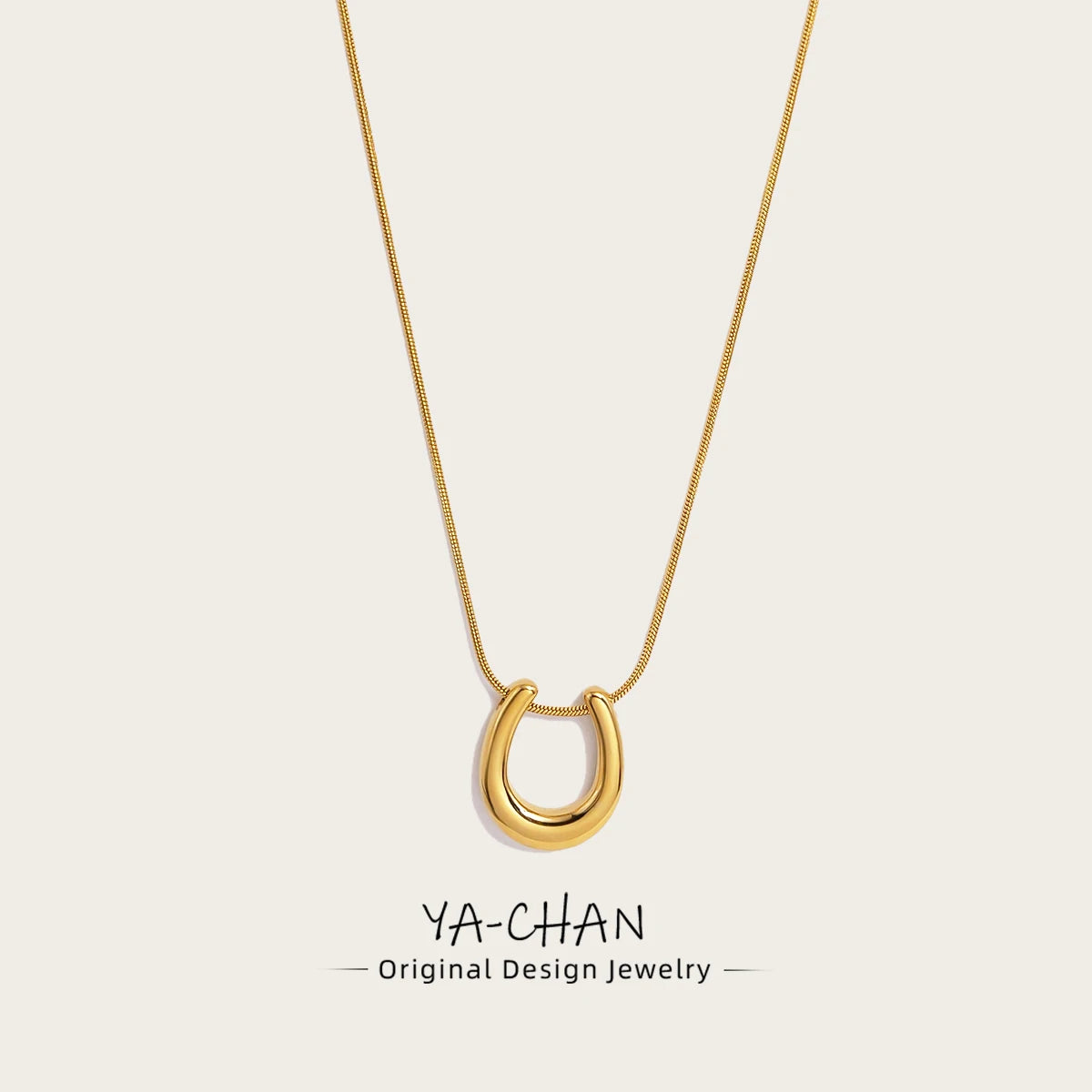 YACHAN New In U-Shaped Stainless Steel Pendant Necklace for Women 18K Gold Plated Waterproof Snake Chains Trendy Jewelry
