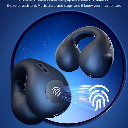 T75 Sport Bone-Conduction Bluetooth 5.3 Earphones HiFi Sound Wireless Headphones Earclip Waterproof Open Ear Headset Earring