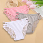 3PC/Set Women Sexy Lace Panties Low Rise Hollow Out Briefs Floral Transparent Underwear for Feamale Elastic Straps Soft Lingerie