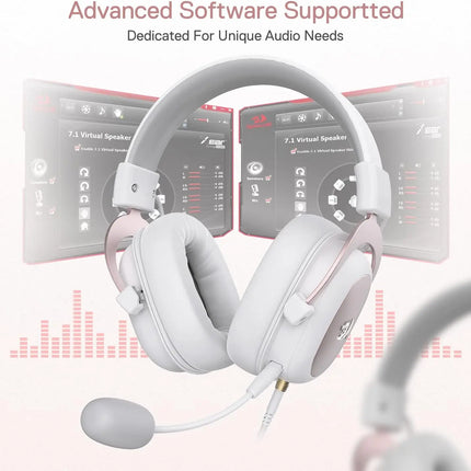 Redragon H510 Zeus White Wired Gaming Headset - 7.1 Surround Sound Memory Foam Ear Pads 53MM Drivers