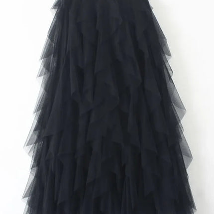 Tutu Tulle Long Maxi Skirt Women Fashion 2023 Korean Cute Pink High Waist Pleated Skirt Mesh Female Lady Aesthetic Faldas