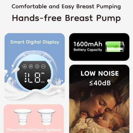 MAMIJOY Wearable Electric Breast Pumps 4 Modes 12 Levels Portable Hands Free Breast Pump Silent Comfort With 19/24mm Flange EB26