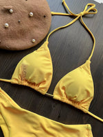 2025 New Sexy Triangle Bathing Suit for Women Brazilian Bikinis Halter Swimwear Push Up Swimsuit Metal Chain Beach Bikini Set