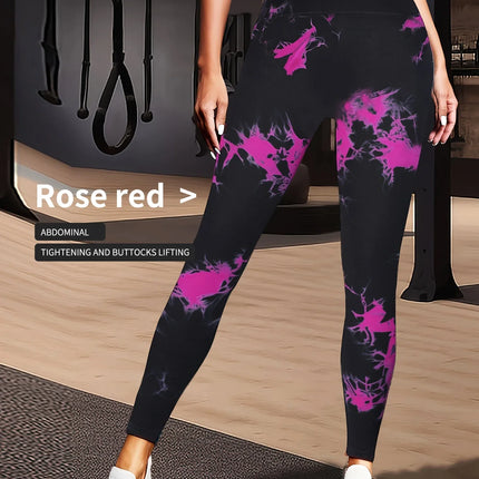 New Tie Dyed Fragmented Flower Yoga Leggings High Waist Tight Fit Lifting Hip Fitness Leggings Running Sports Pants