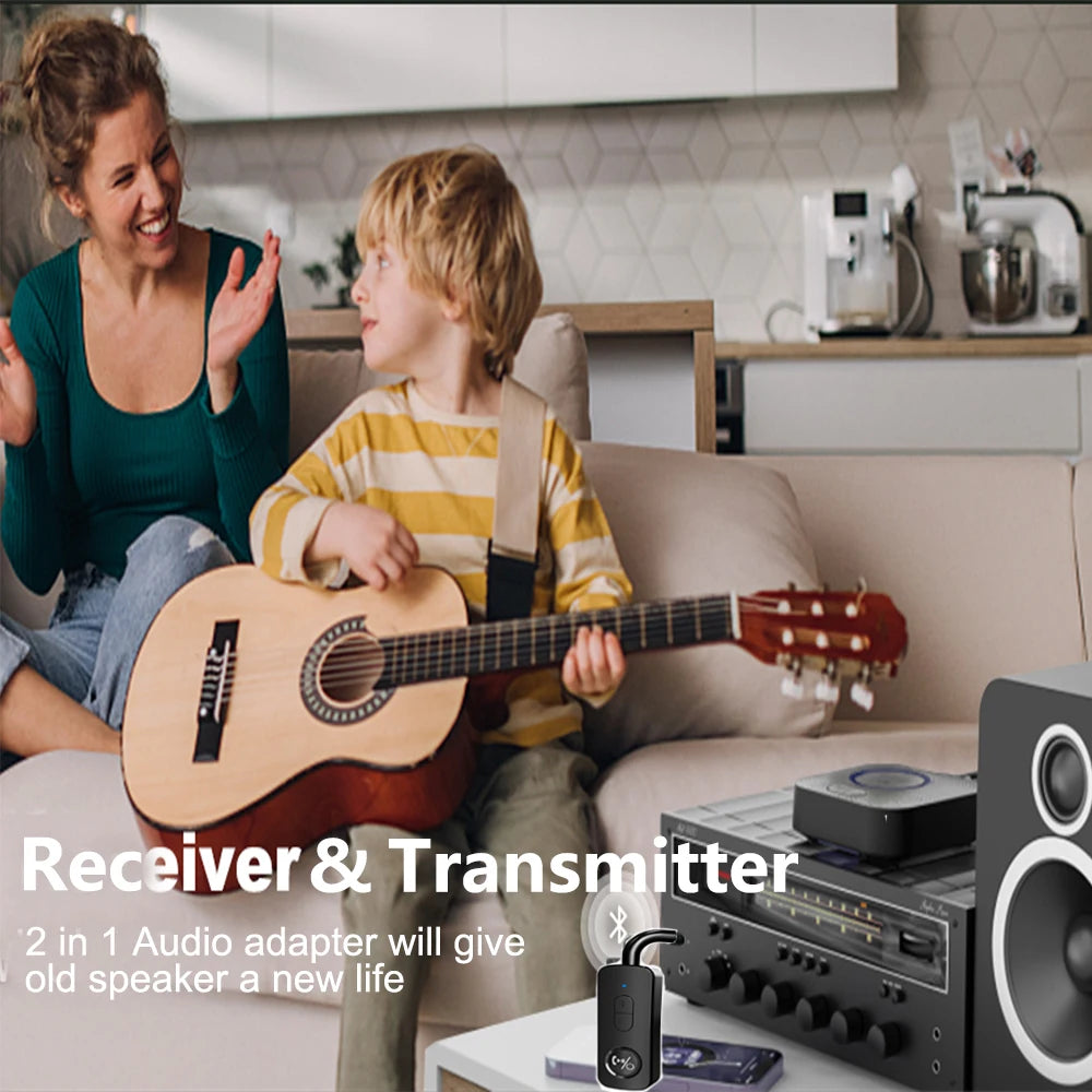 3.5mm Aux Bluetooth 5.3 Receiver Transmitter 2-in-1 Wireless Audio Adapter for TV Headset Car Radio Flight Mp3 Player Speaker