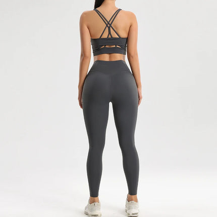 Women's Gym Two Piece Set Yoga Bra Underwear Tight Training Pants Bottom Pants Fitness Clothing Fitness Pants Set Exercise Set