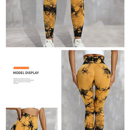 Tie Dyed Yoga leggings Women  Fitness Sports leggings High Waist Peach Hip Underpants 2024 New Tight Yoga Pants
