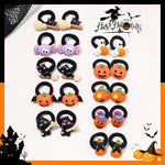 10Pcs Children's Girls' Halloween Hair Ring - Funny Pumpkin and Ghost and Bat Cat Design Suitable for Halloween Gifts for Girls