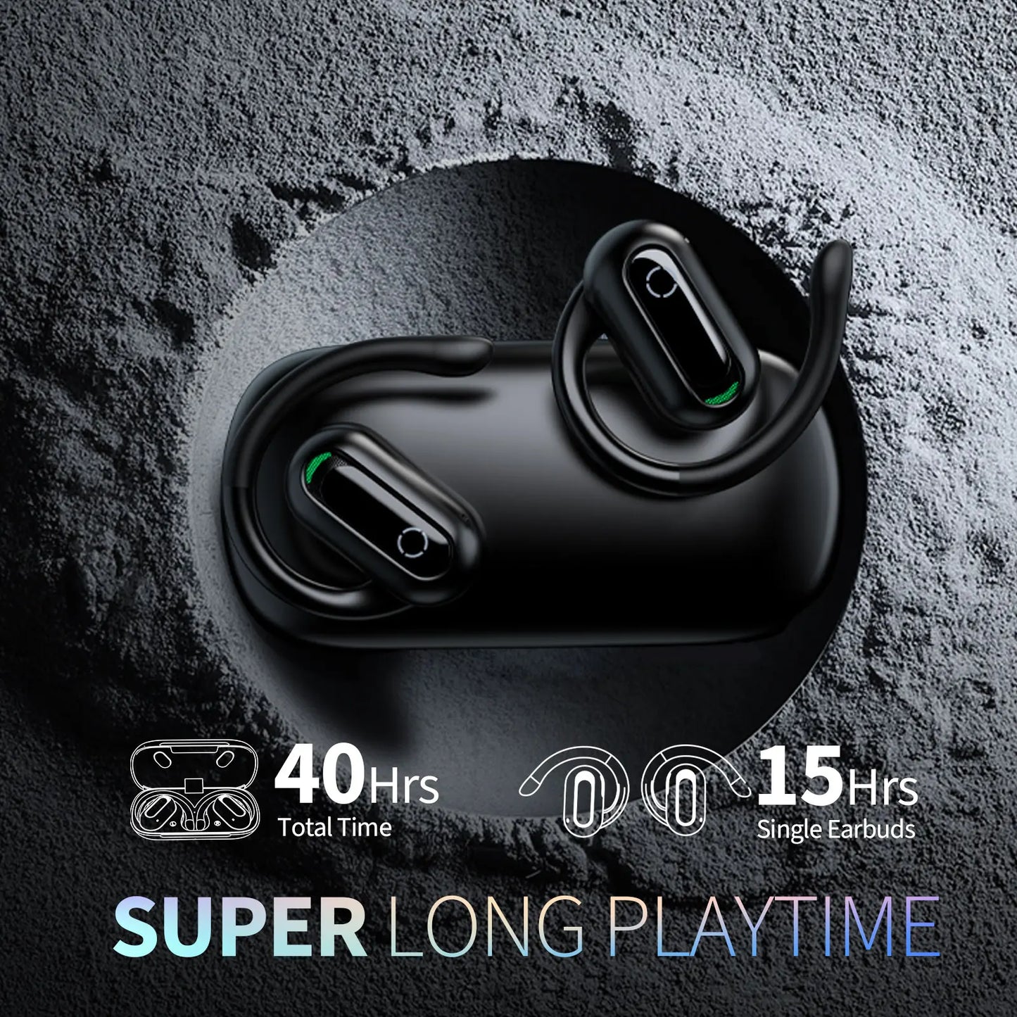 XINSRE Open Ear Headphones Bluetooth 5.3 Wireless Earbuds, True Wireless Over-Ear Headset with Adjustable Earhooks,55H Playtime