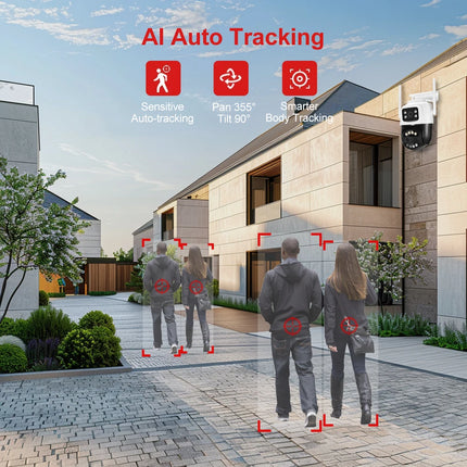 8MP Dual Lens 2.8mm -12mm 8X Zoom 4K PTZ WiFi IP Camera Outdoor AI Human Tracking CCTV Audio Home Security Surveillance Camera