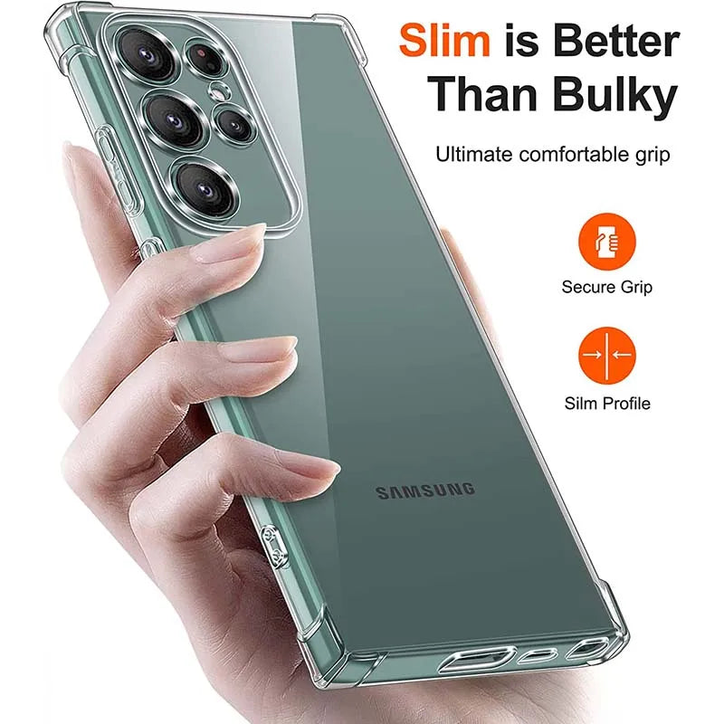 Shockproof Clear Silicone Soft Case For Samsung S25 S24 S23 S22 S21 Ultra plus note20 Galaxy S 23 22 21 FE + Phone Cases Cover