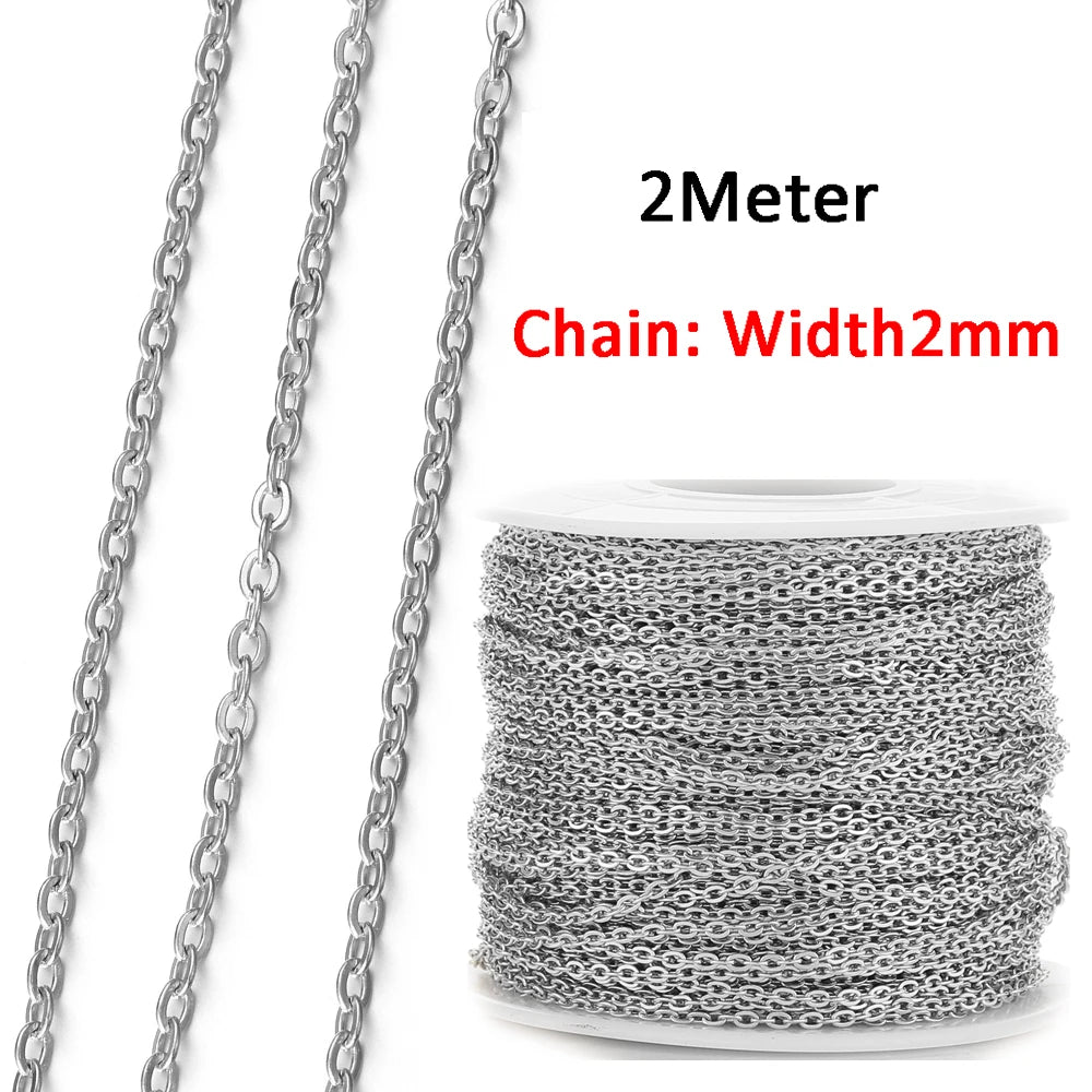 No Fade 2Meters Stainless Steel Chains for Jewelry Making DIY Necklace Bracelet Accessories Gold Chain Lips Beads Beaded Chain