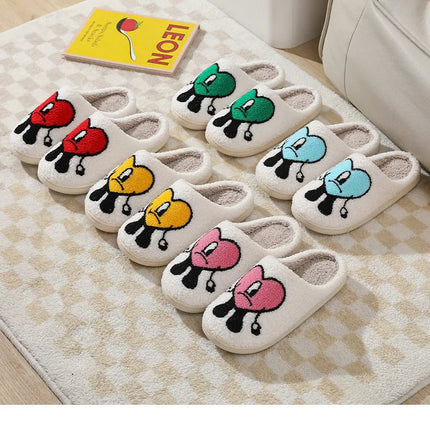 Winter Home Warm Women Slippers House Girl Fur Cute Bad Bunny Love Cushion Slides Bedroom Ladies Cotton Female Plush Shoes