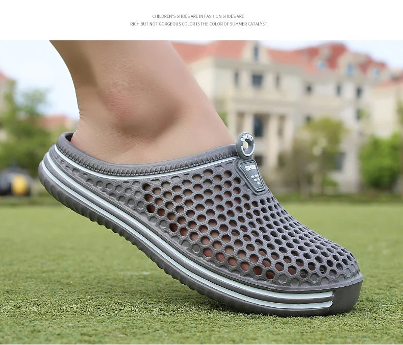 YRZL Men Summer Shoes Sandals Men's Holes Sandals Hollow Breathable Flip Flops Clogs Shoes Fashion Beach Slippers Big Size 45