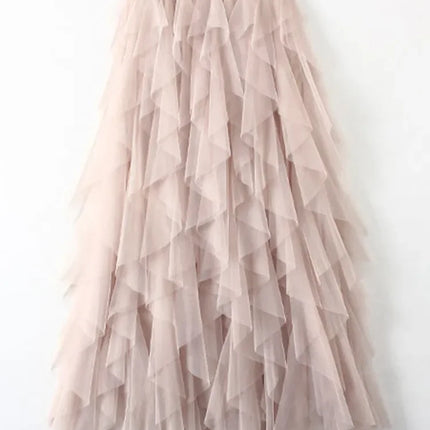 Tutu Tulle Long Maxi Skirt Women Fashion 2023 Korean Cute Pink High Waist Pleated Skirt Mesh Female Lady Aesthetic Faldas
