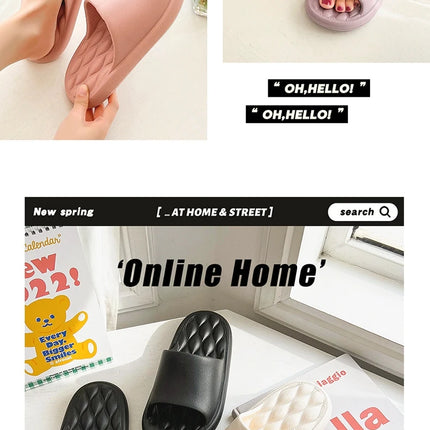 Women's Slippers Bathroom Simple Diamond Check Massage Sensation Thick Soft Sole Wear Resistant Concise Comfort Silders Shoes