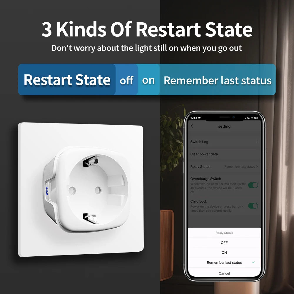 Tuya WIFI Smart Socket EU 16A/20A Wifi/Zigbee Smart Plug With Power Monitoring Smart HomeVoice Control Support Google Home Alexa