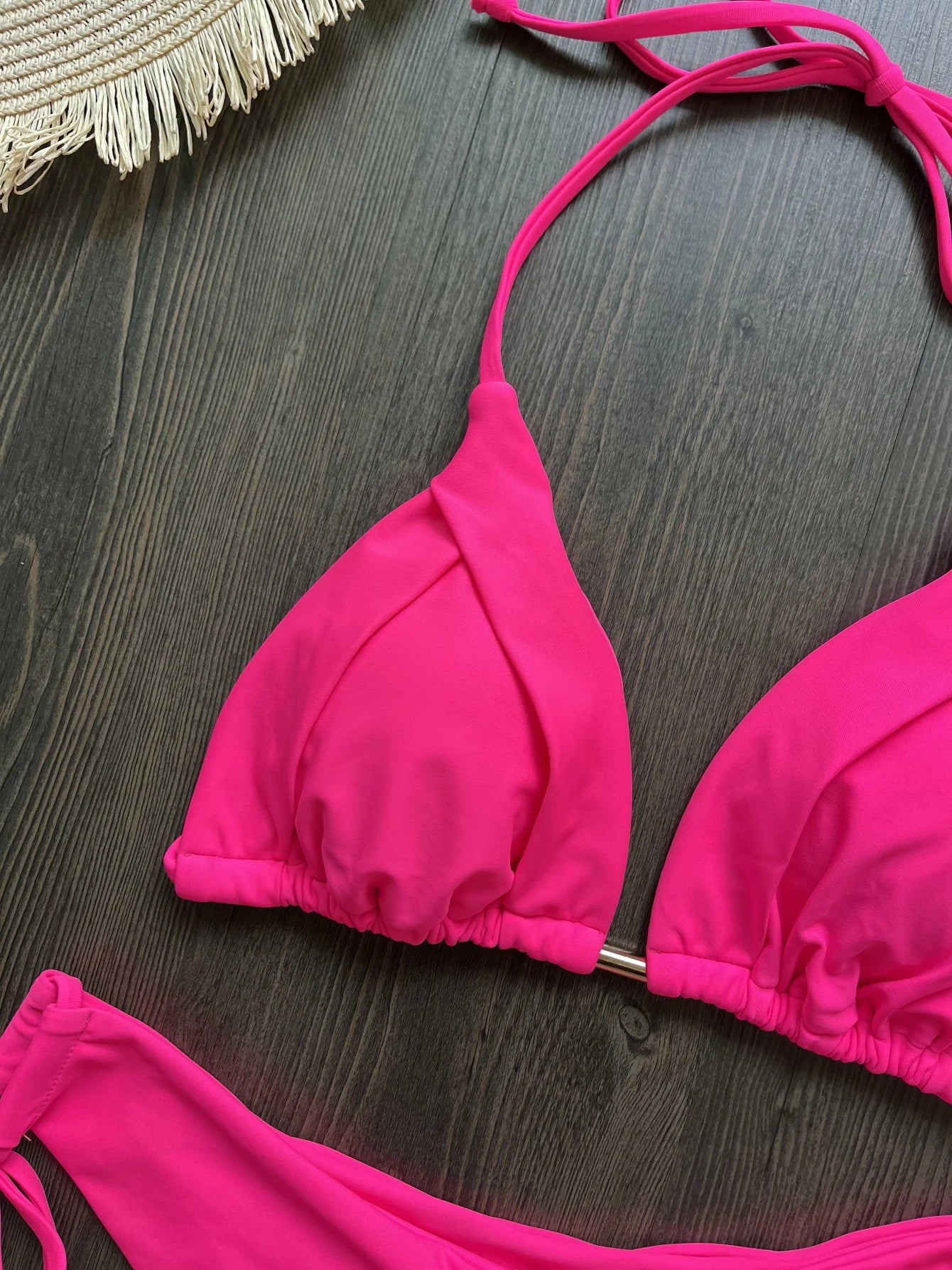 2025 New Sexy Triangle Bathing Suit for Women Brazilian Bikinis Halter Swimwear Push Up Swimsuit Metal Chain Beach Bikini Set