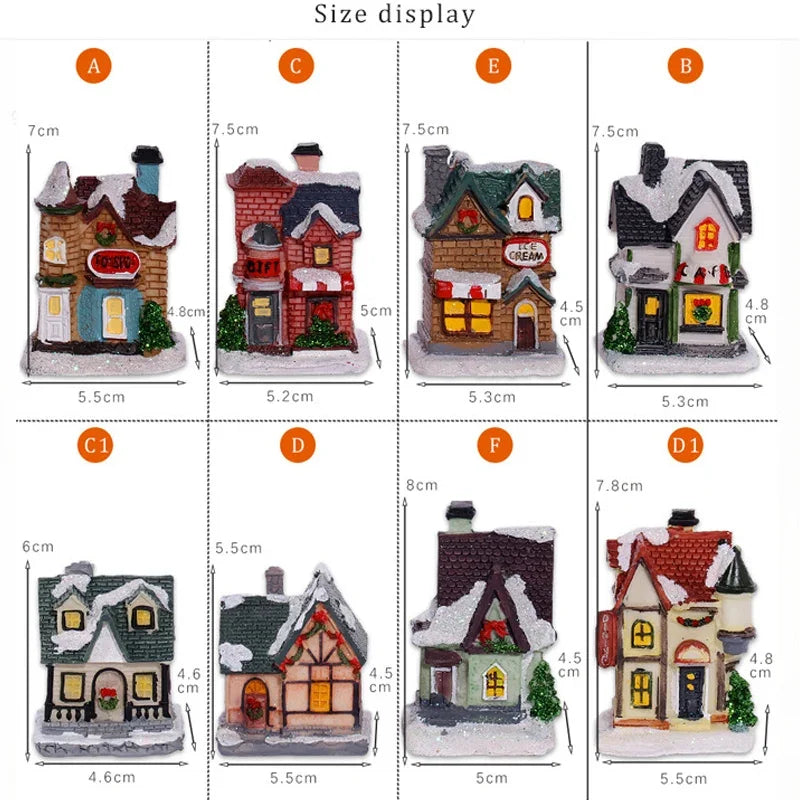 1~6pcs LED Night Light Christmas Ornaments 2024 Luminous Castle Snow House Sculpture Xmas Decoration for Home New Year Navidad