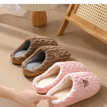 QYCKABY Women's Lovely Simplicity Fur Slippers Unisex Home Comfortable Plush Lined Slip On Shoes, Mens Warm Autumn Winter Slides