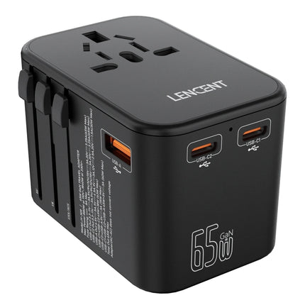 LENCENT 65W/100W GaN International Travel Adapter with 2USB 3 Type C GaN Fast Charging Adapter with EU AU US UK Plug for Travel