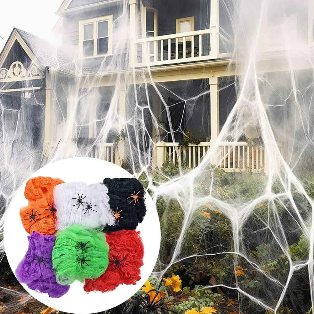 Halloween Decoration Spider Web,Artificial Spider Web,Stretchy Cobweb With Spider,Horror Gothic Haunted House Home Decor