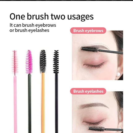 CNK 50Pcs Disposable Crystal Eyelash Brush Mascara Wands Applicator Diamond Rod Makeup Brushes for Women Eyelash Extension Tool