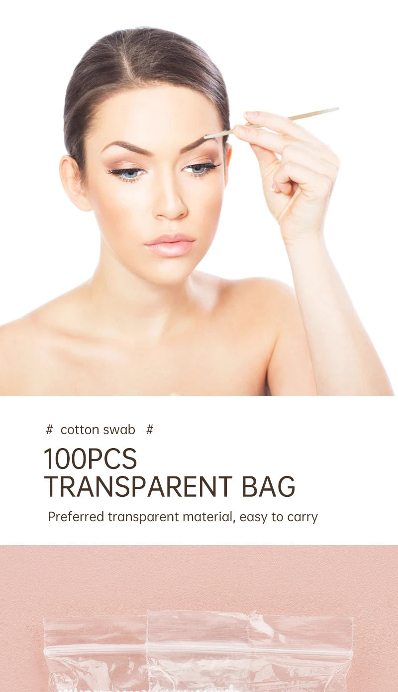 100/300 Pcs Disposable Ultra-small Cotton Swab Brush Lint Free Micro Wood Makeup Brushes Eyelash Extension Glue Removing Tools