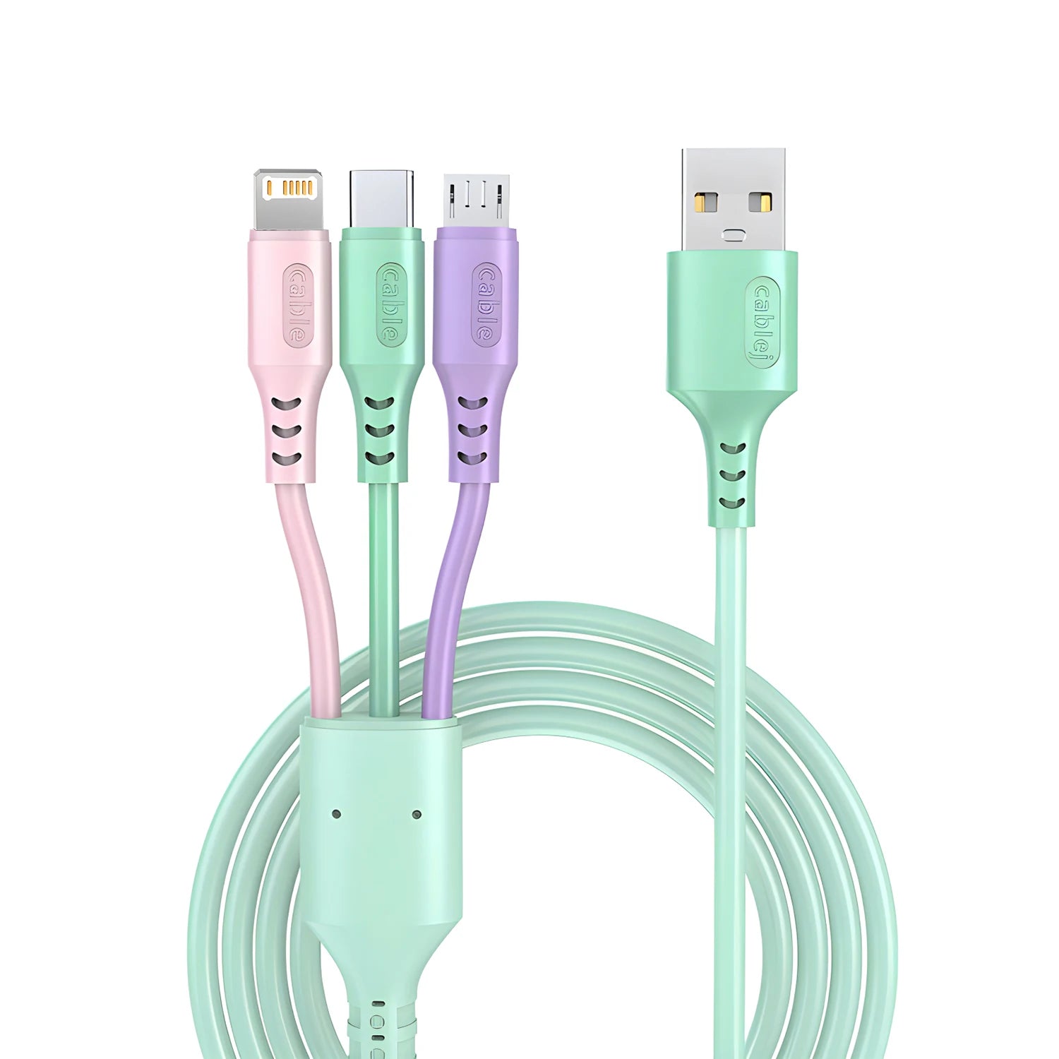 3 In 1 5A Charge Cable Cord For iPhone Xiaomi Poco Micro USB Type C Charger Cable Multi Port Multiple Usb Charging Wire Line