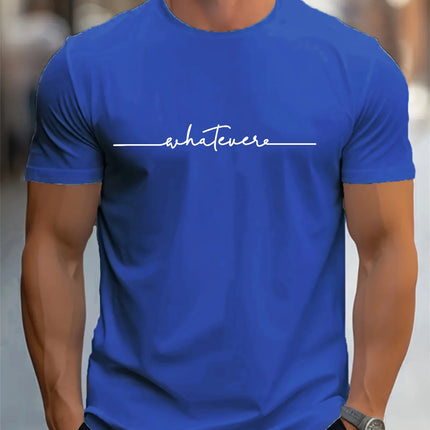 Men's Summer Casual Loose Size 100% Cotton Letter Print Round Neck Short Sleeve T-shirt Top