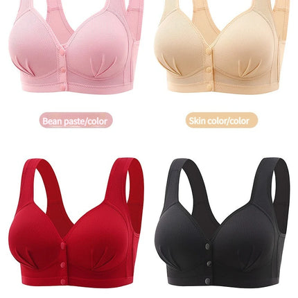 New Large Size Front Closure Mom Back Underwear Thin Section Comfortable Breathable Push Up Bra Glossy Lingerie For Women Sütyen