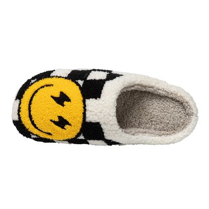 Women's Slippers Winter Warm Indoor Lightning Smile Face Cartoon Funny Soft Sole Non-slip Bedroom Comfy Flat Cotton Houseshoes