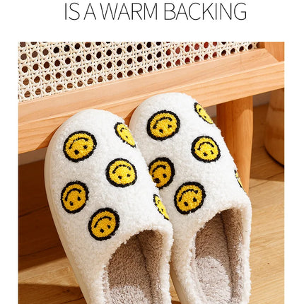 Little Cute Smile Face Slippers Houseshoes Women's House Smile Ladies Indoor Winter Fluffy Cozy Home Comfy Women Shoes