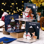 5/1PCS 3D Pop UP Christmas Greeting Cards with Envelope Friend Family Blessing Postcard Birthday New Year Christmas Decoration