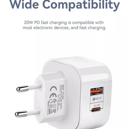 EU US UK 20W Dual Ports Type c USB C PD Wall Charger Fast Quick Charging Power Adapters For IPhone 11 12 13 14 15 Samsung htc lg