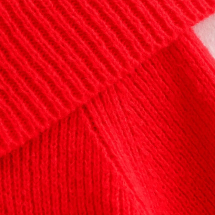 TRAFZA Women Fashion Solid Off Shoulder Sweater Long Sleeve Knitted Pullover Sweater Autumn Female Casual Knitwear Chic Top