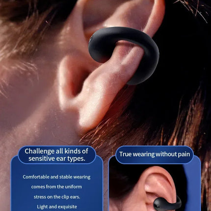 T75 Sport Bone-Conduction Bluetooth 5.3 Earphones HiFi Sound Wireless Headphones Earclip Waterproof Open Ear Headset Earring