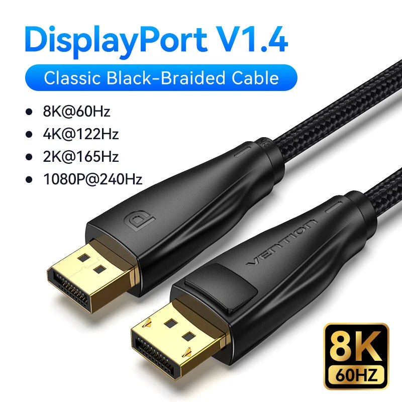 Vention DisplayPort 1.4 Cable 8K 60Hz 4K HDR 165Hz Display Port Audio Cable for Video PC Laptop TV Display Port 1.4 DP Cable 1.2