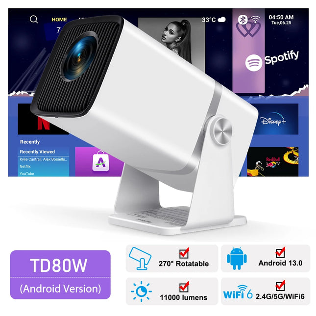 ThundeaL TD80W Full HD 1080P Mini Projector 4K Android WiFi 3D Home Theater TD80 Portable Projetor Meeting Video Movie PK HY320