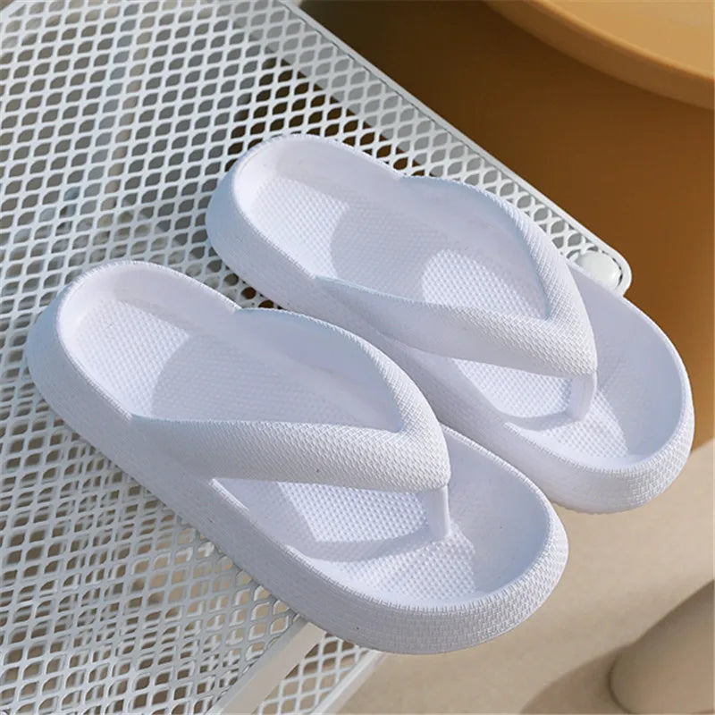 Rimocy Soft Sole EVA Women's Flip Flops 2023 Summer Beach Non-slip Cloud Slippers Women Thick Platform Clip Toe Bathroom Slides