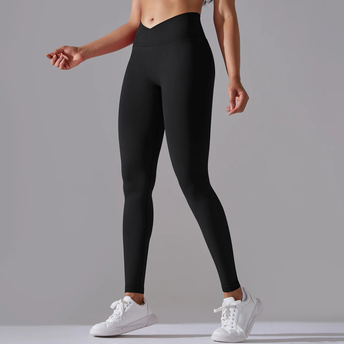 Crossover Waist Women Yoga Leggings Hips Lifting Gym Leggings Seamless Sport Pants High Waist Fitness Leggings Workout Running