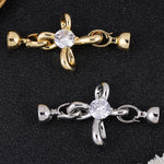 Juya Handmade 18K Gold Silver Plated Fastener Bail Connector Clasps Accessories For Needlework Pearls Beads Jewelry Making