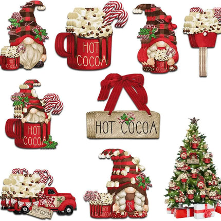24Pcs Christmas Cute Dwarf Hanging Ornaments Xmas Wooden Gnome Pendant DIY Christmas Tree Craft Decoration for Home New Year