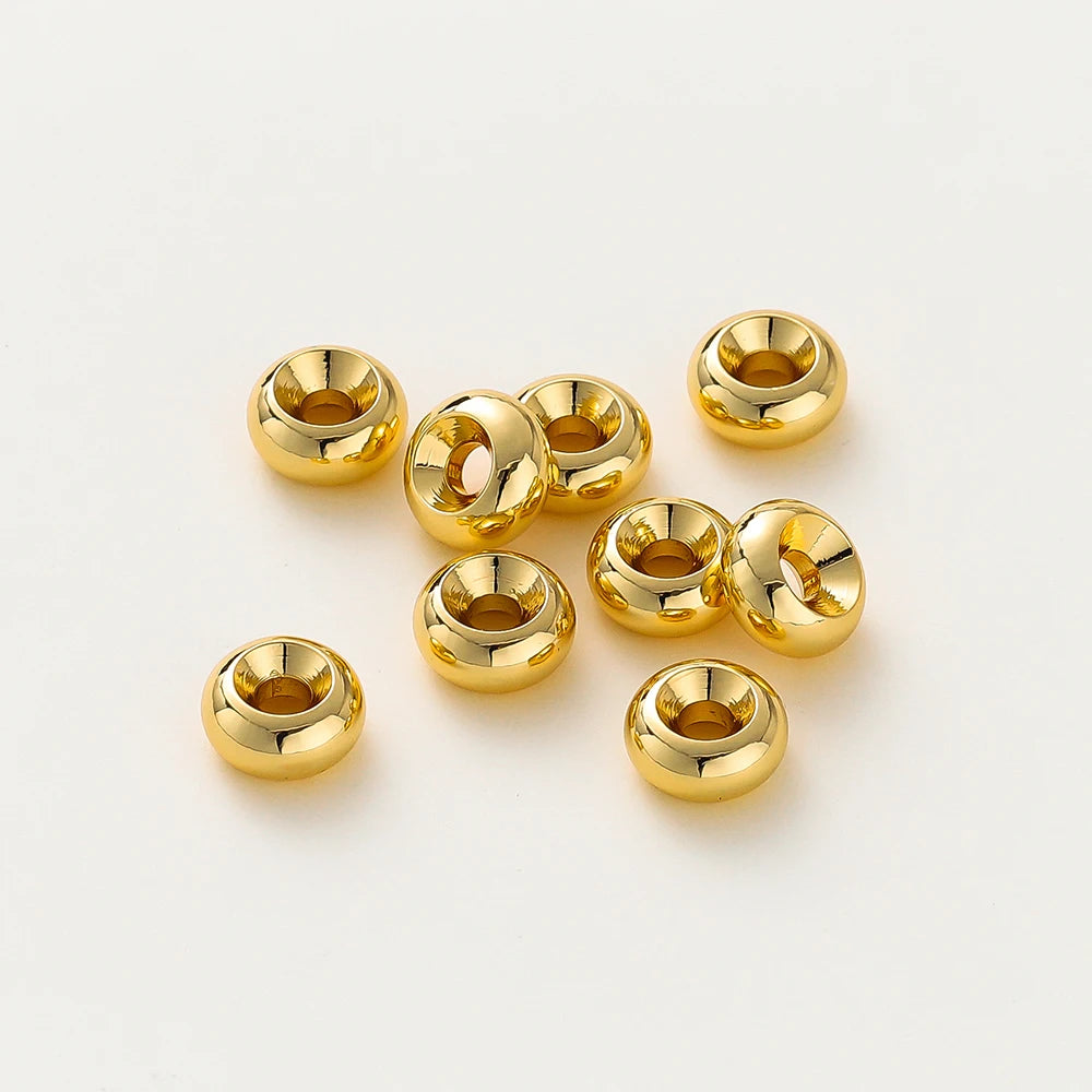 14K/18K Gold Plated 10-30Pcs 3/4/5/6/8mm Spacer Beads for DIY Necklace Bracelet Jewelry Making Supplies Accessories Wholesale