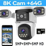 10K 20MP Four Screen Outdoor WiFi Cam PTZ 5X Zoom Night Vision Four Lens 10K Wireless CCTV Surveillance Cam Security Protection