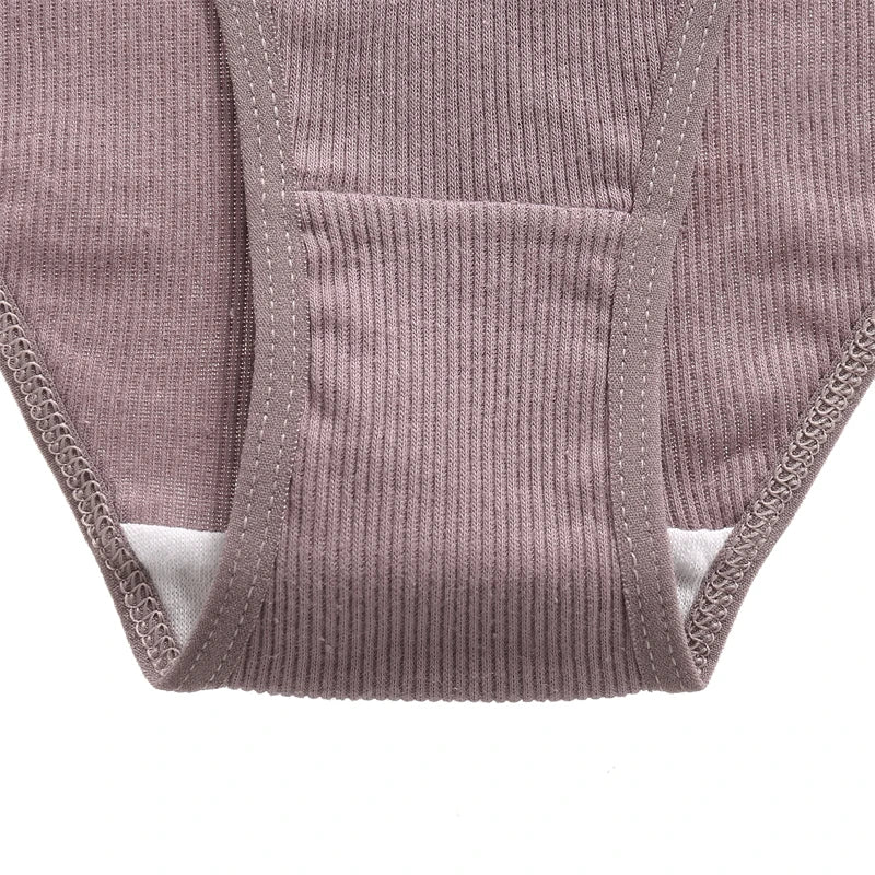 FINETOO 4Pcs Cotton Striped Underwear Women's Panties Letter Belt Briefs Ladies Low Waist Lingerie Solid Breathable Underpants