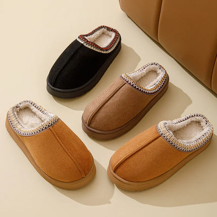 Winter Bohemian Style Indoor Fluffy Slippers with Anti-Slip and Warm Design for Comfortable Feet